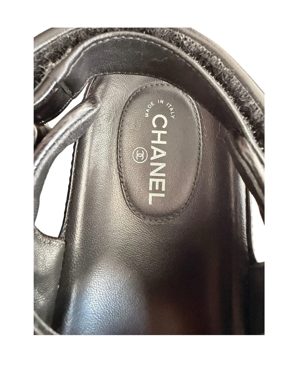 CHANEL Black Quilted Leather Kids Double-Strap Sandals